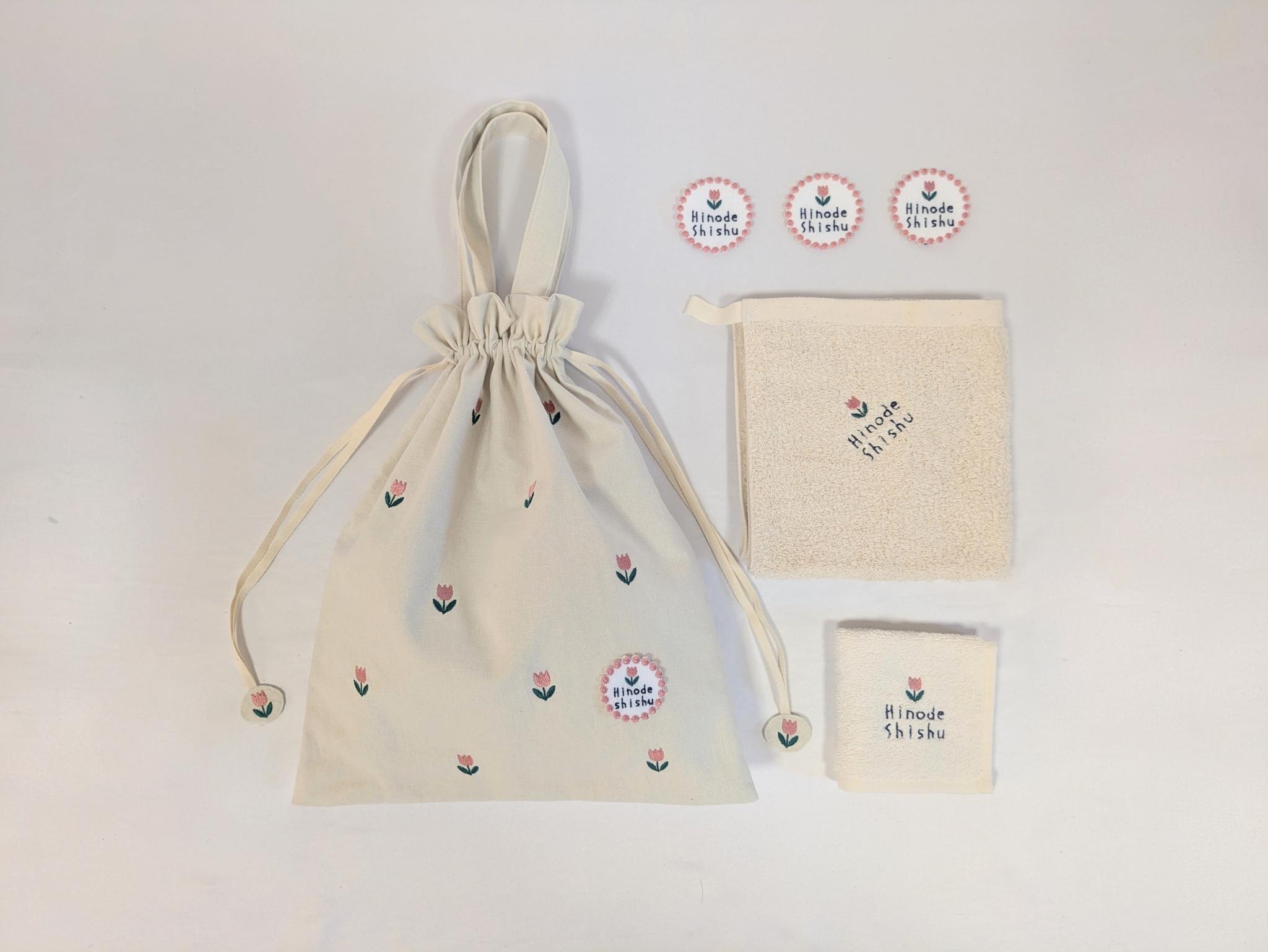 春を彩るピンクチューリップ 　お着替え袋　体操袋　名入れワッペン縫い付けサービス | 4枚目