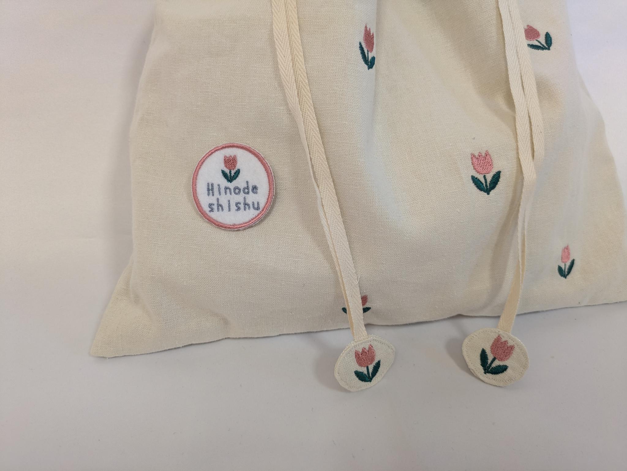 春を彩るピンクチューリップ 　お着替え袋　体操袋　名入れワッペン縫い付けサービス | 6枚目