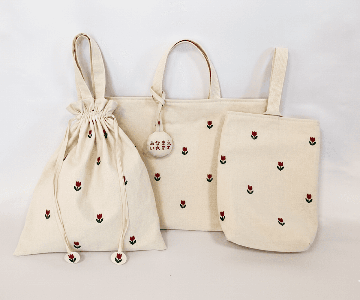 春を彩るピンクチューリップ 　お着替え袋　体操袋　名入れワッペン縫い付けサービス | 7枚目