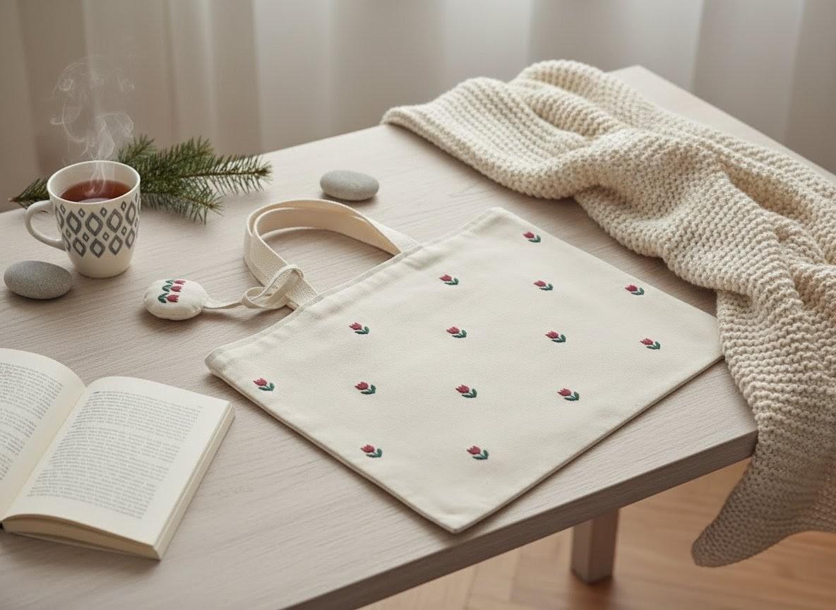 春を彩る赤いチューリップ 入園バッグ　レッスンバッグ