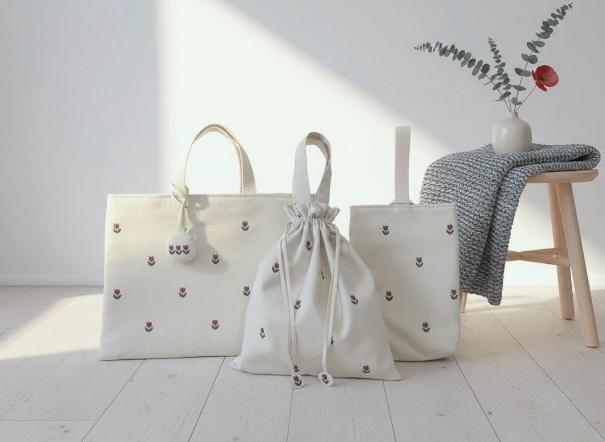 春を彩る赤いチューリップ 入園バッグ　レッスンバッグ | 2枚目