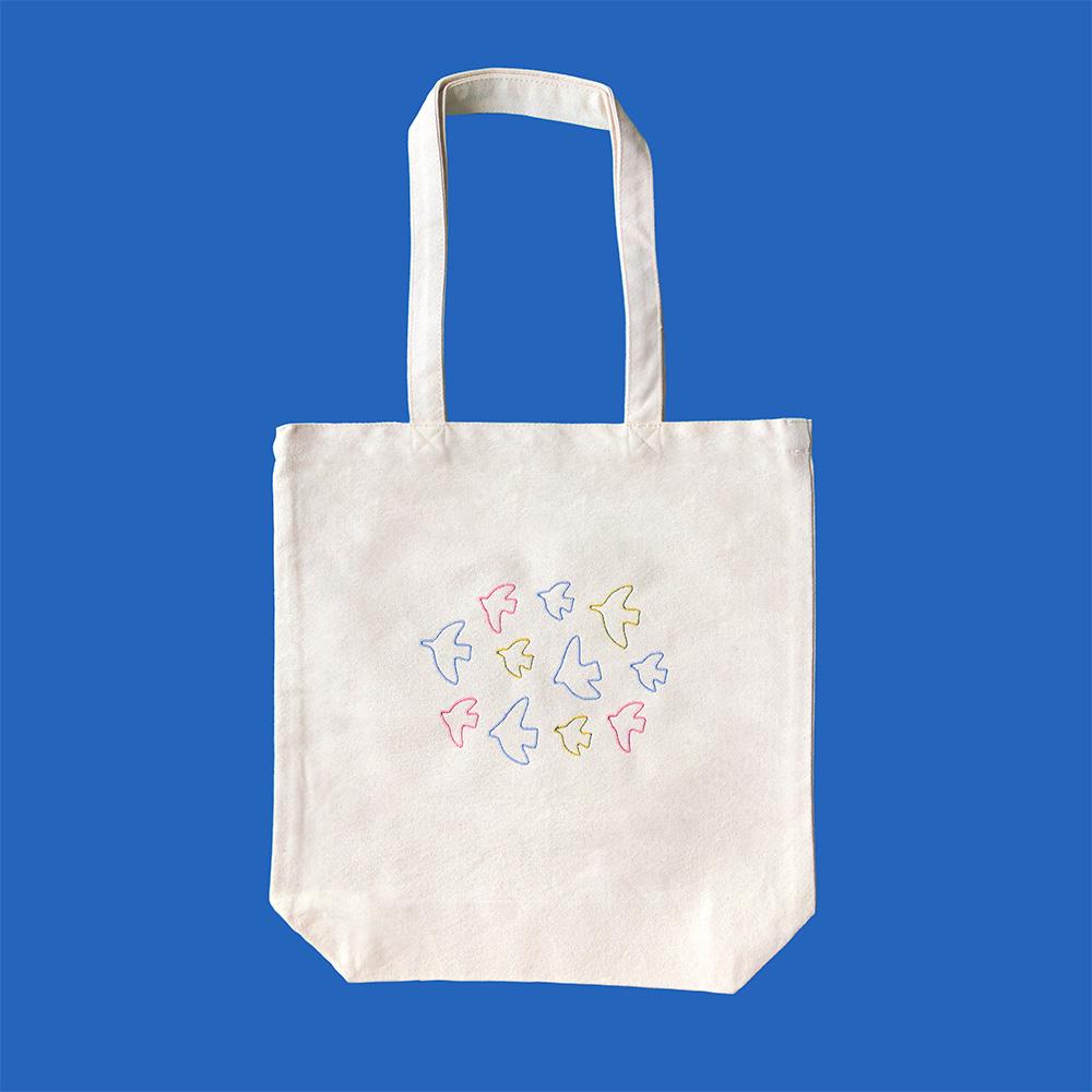 ♡刺繍カラー組み合わせ選べる♡  color　order　tote　/　hokuou-刺繍トート　/　鳥線画