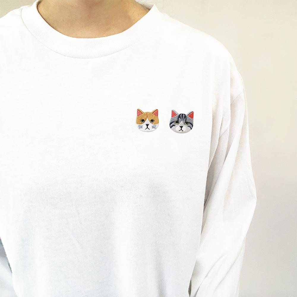 【にゃんこ５０種類】2匹選べる猫刺繍Tシャツ　/　うちの子グッズ　/　名入れ可　/　ねこ　ロンＴ　長袖 | 14枚目