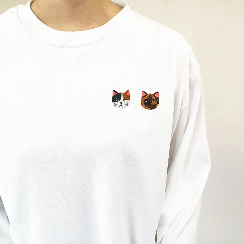 【にゃんこ５０種類】2匹選べる猫刺繍Tシャツ　/　うちの子グッズ　/　名入れ可　/　ねこ　ロンＴ　長袖 | 15枚目