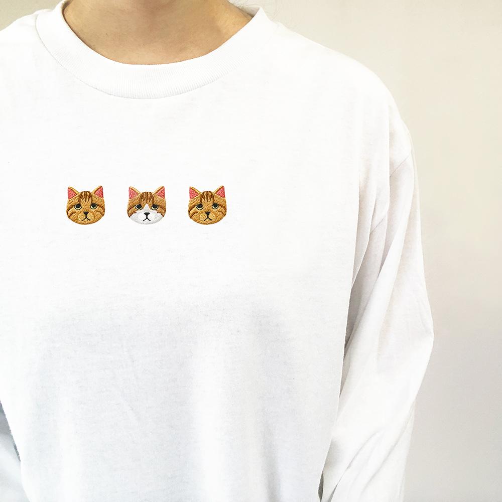 【にゃんこ５０種類】3匹選べる猫刺繍Tシャツ　/　うちの子グッズ　/　名入れ可　/　ねこ　長袖　カットソー | 18枚目