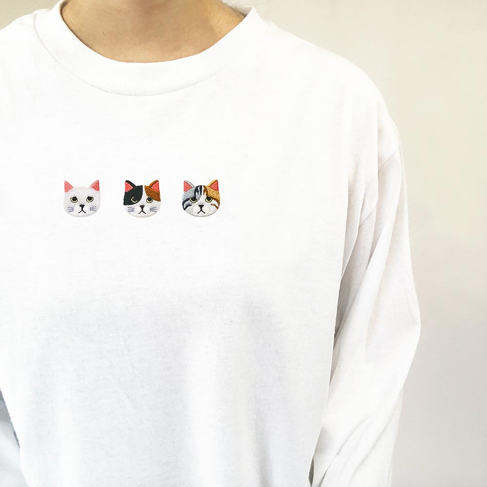 【にゃんこ５０種類】3匹選べる猫刺繍Tシャツ　/　うちの子グッズ　/　名入れ可　/　ねこ　長袖　カットソー | 19枚目
