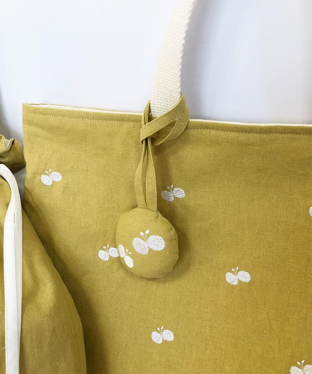 ♡♡♡刺繍が主役♡♡♡ミモザのような黄色が可愛い ちょうちょの入園入学4点セット | 14枚目