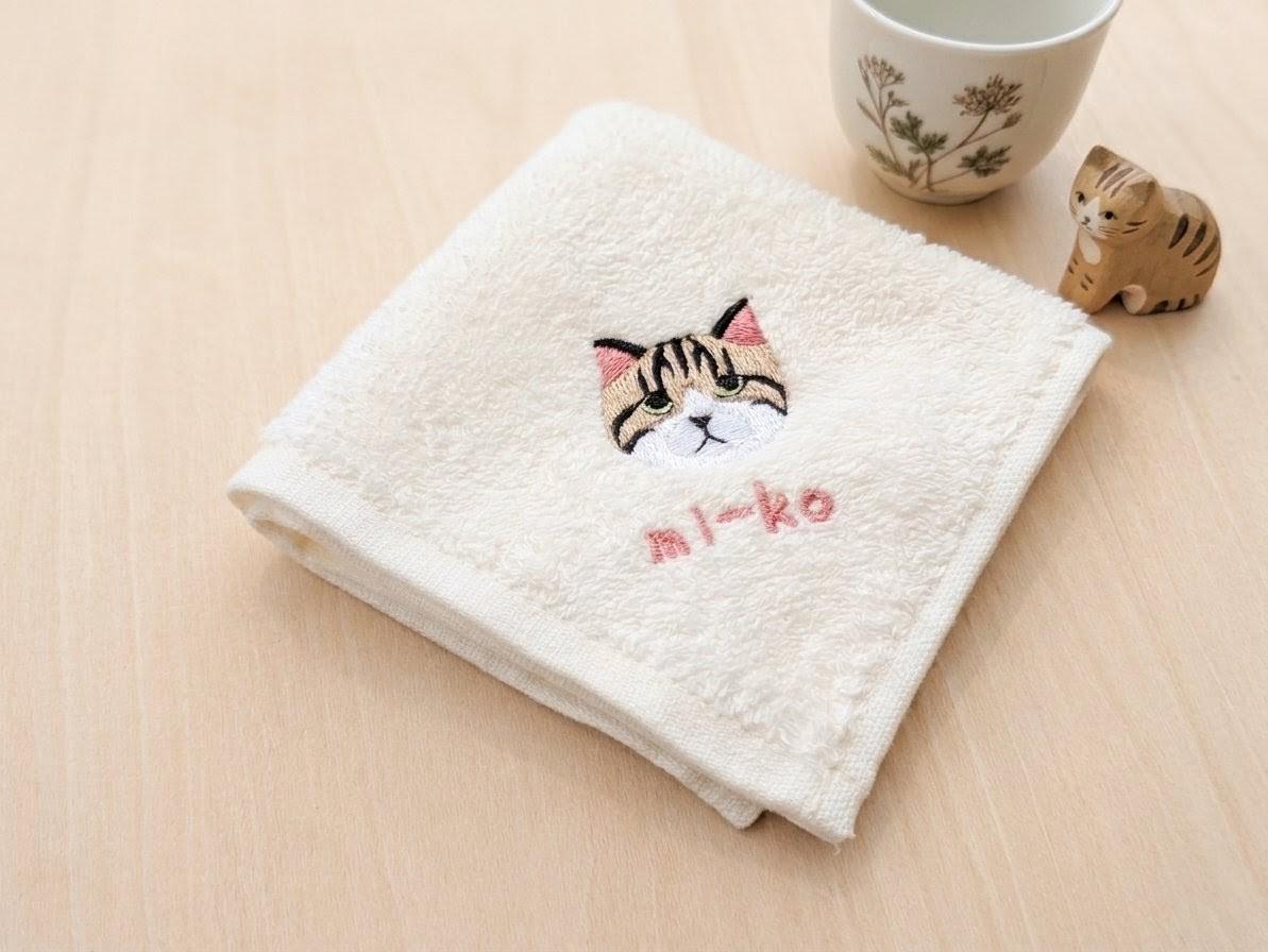 【にゃんこ50種類】うちの子 名入れハンドタオル / オーガニックコットン / ねこグッズ 入園グッズ | 4枚目