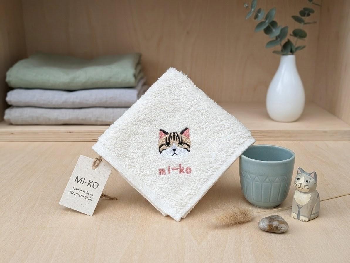 【にゃんこ50種類】うちの子 名入れハンドタオル / オーガニックコットン / ねこグッズ 入園グッズ | 5枚目